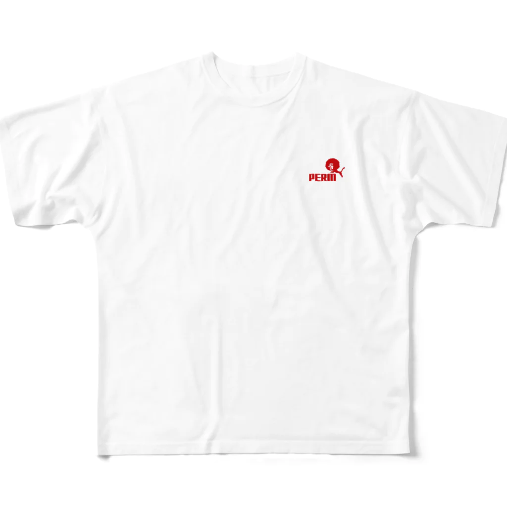 グラフィンのパーマ PERM 赤胸ロゴ All-Over Print T-Shirt