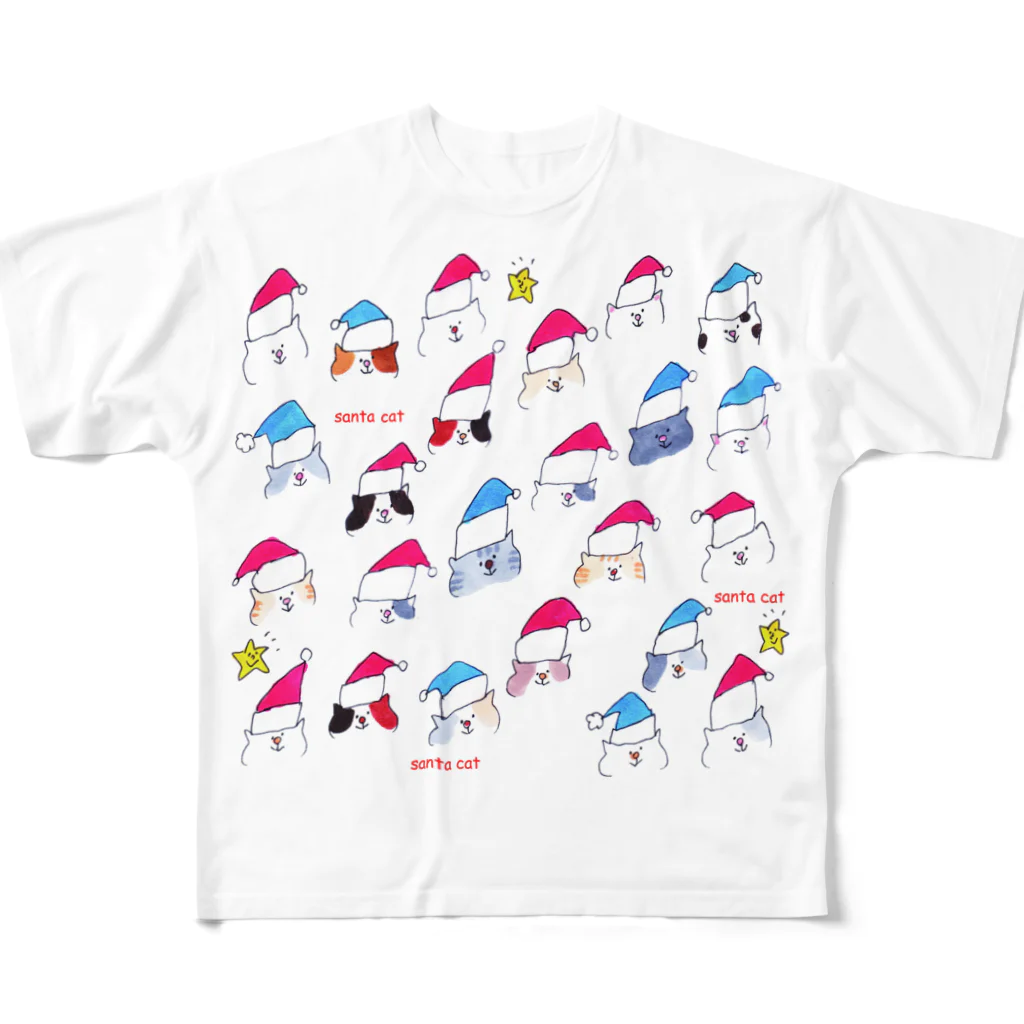 ゆきんこのサンタのネコたち フルグラフィックTシャツ