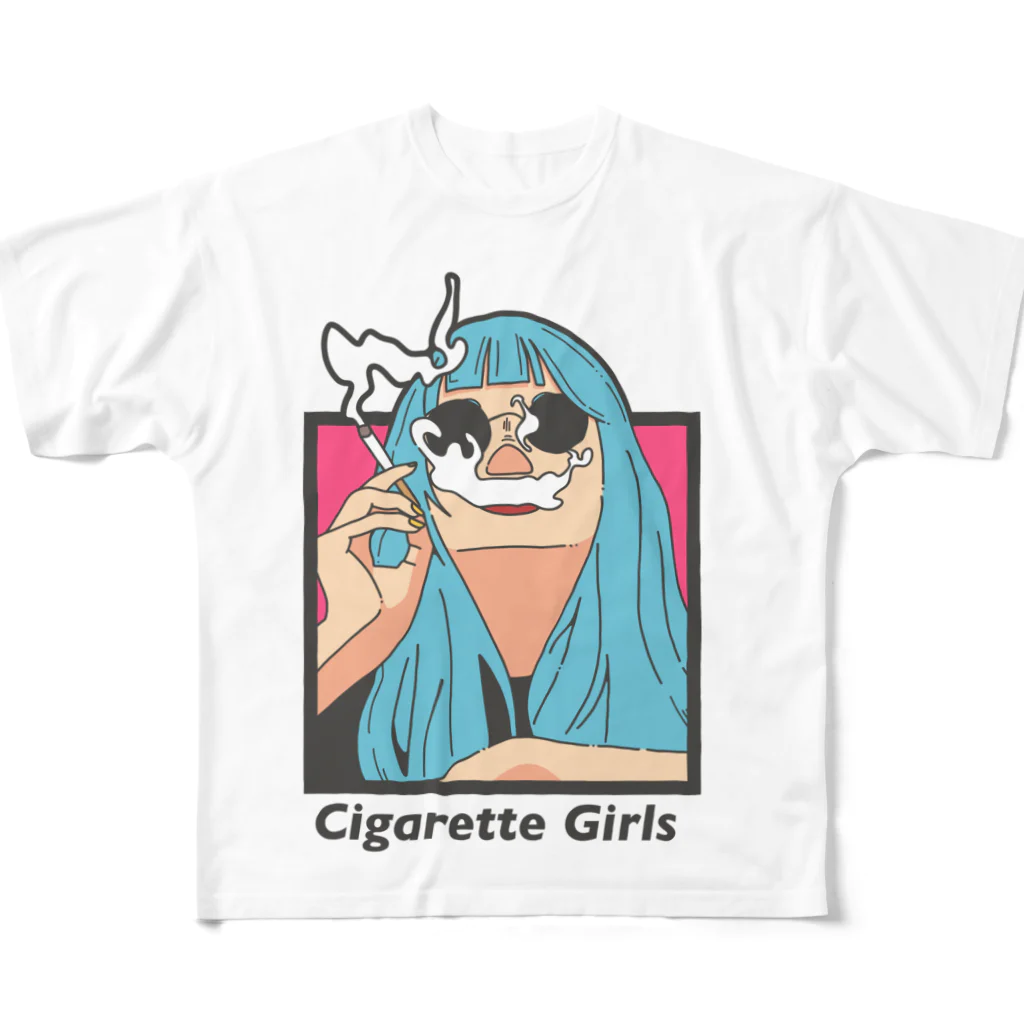423(シブサン)のお店のCigarette Girls フルグラフィックTシャツ