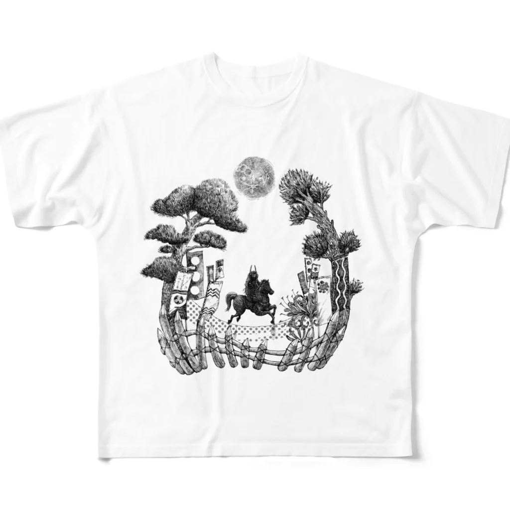 然屋【zen-ya】の月夜と大杉 All-Over Print T-Shirt