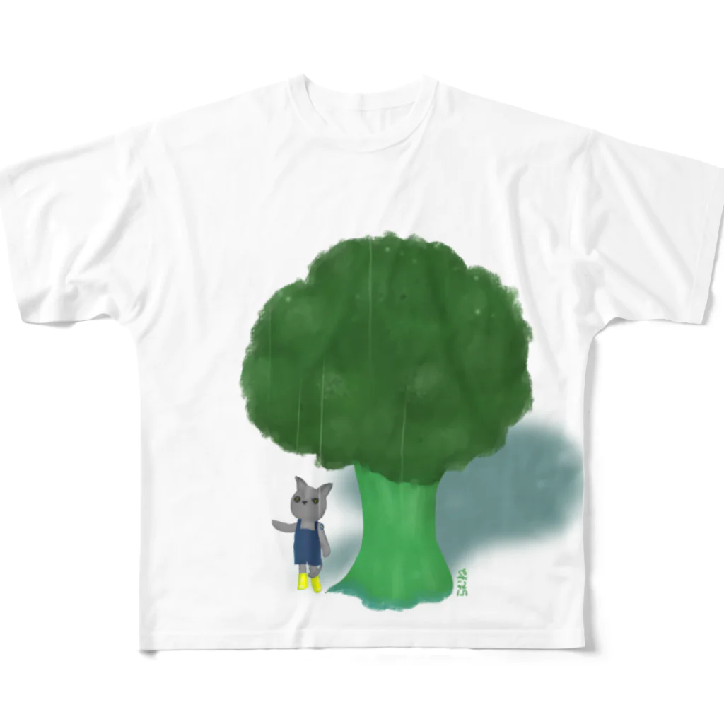 らむね👻のブロッコリーで雨宿り All-Over Print T-Shirt
