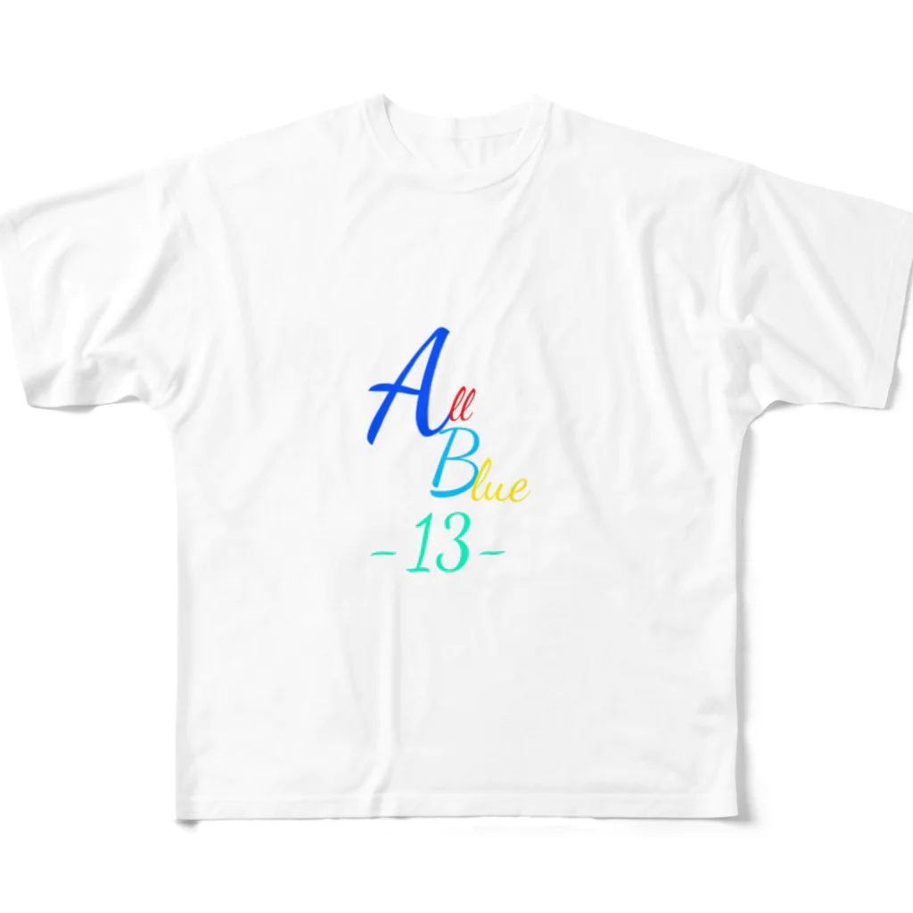 AllBlue-13-のオリジナルブランド マルチカラー フルグラフィックTシャツ