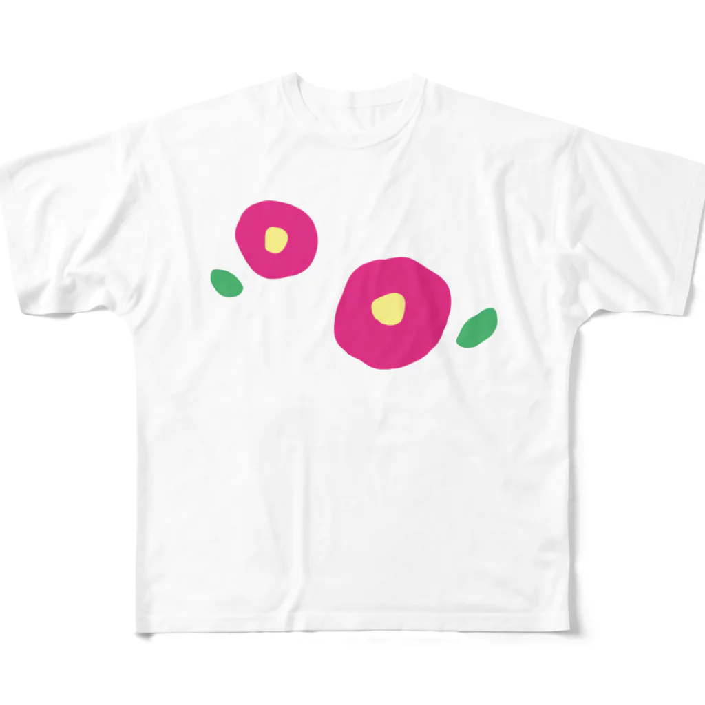kozukuzukzの椿（濃ピンクふたつ） フルグラフィックTシャツ