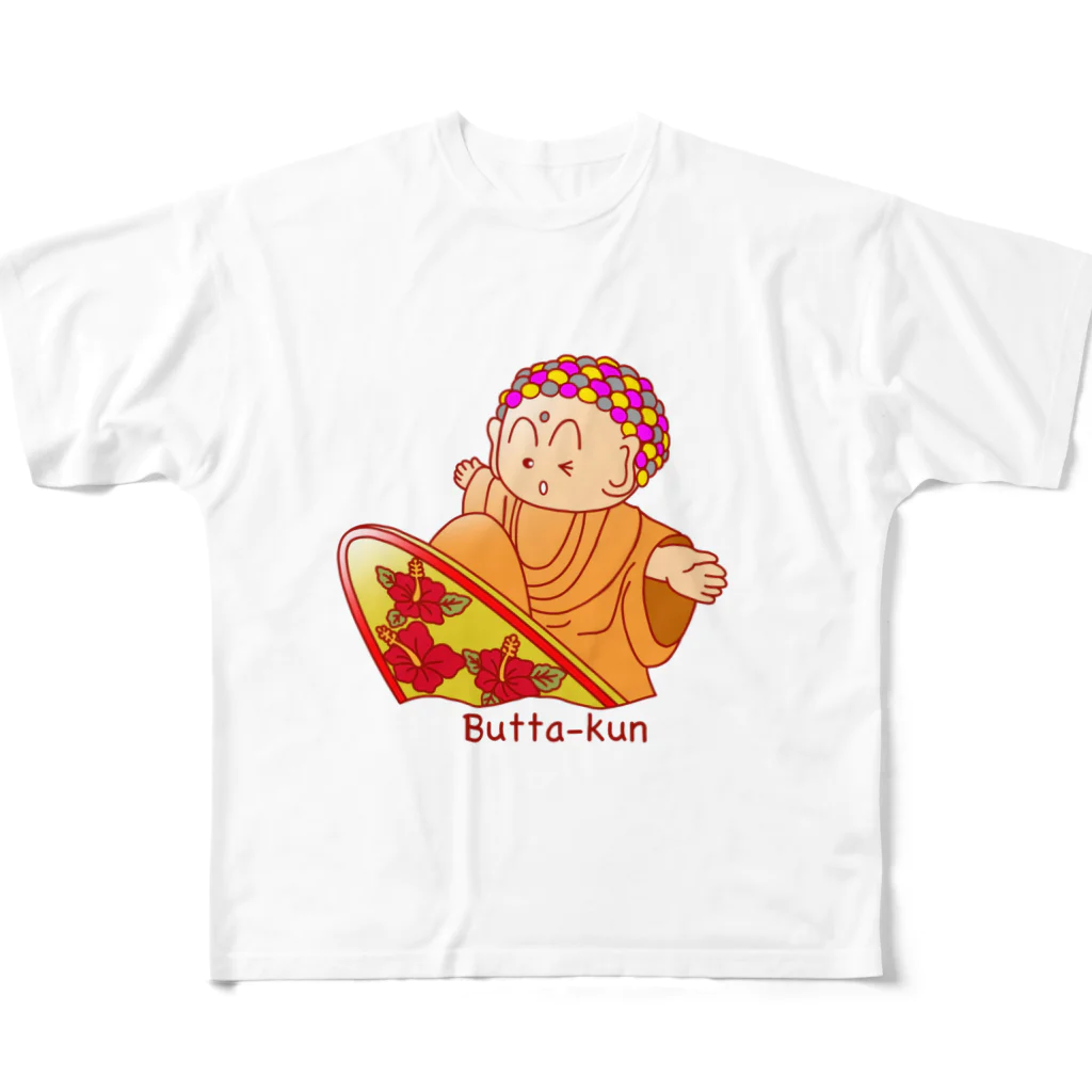 鎌倉のご当地キャラぶったくんのsurf Butta-kun(orange) フルグラフィックTシャツ