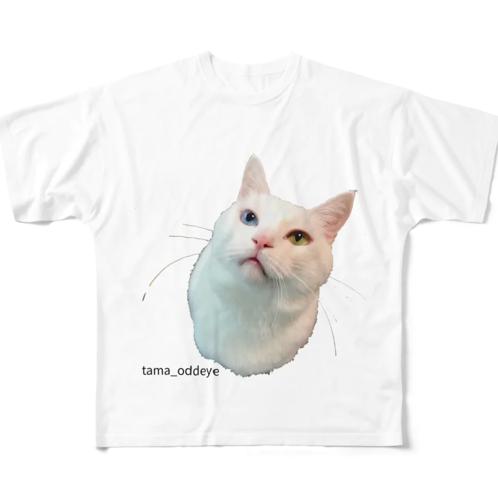 タマの白猫オッドアイのタマグッズです。 All-Over Print T-Shirt