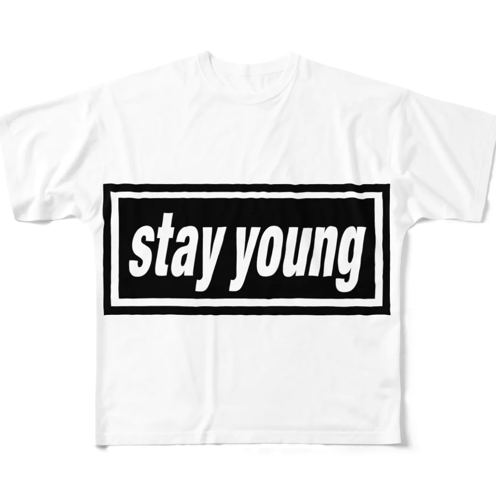 DRIPPEDのstay young-ステイヤング-BOXロゴ フルグラフィックTシャツ