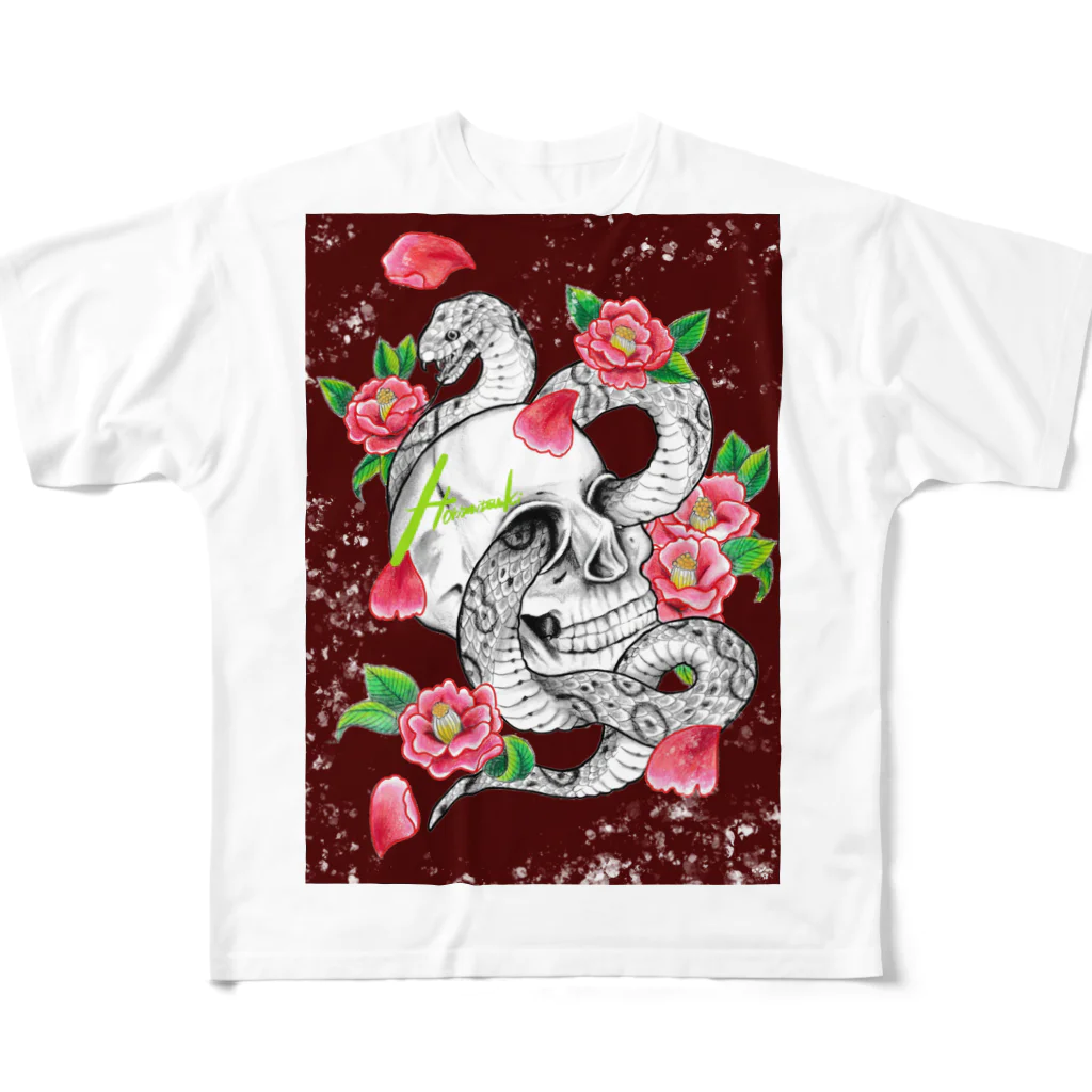 月　の髑髏と蛇ちゃん。 All-Over Print T-Shirt