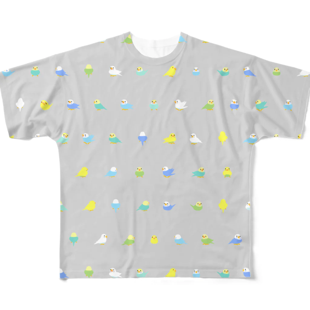 まめるりはことりのちみまめセキセイインコちゃん【まめるりはことり】 All-Over Print T-Shirt