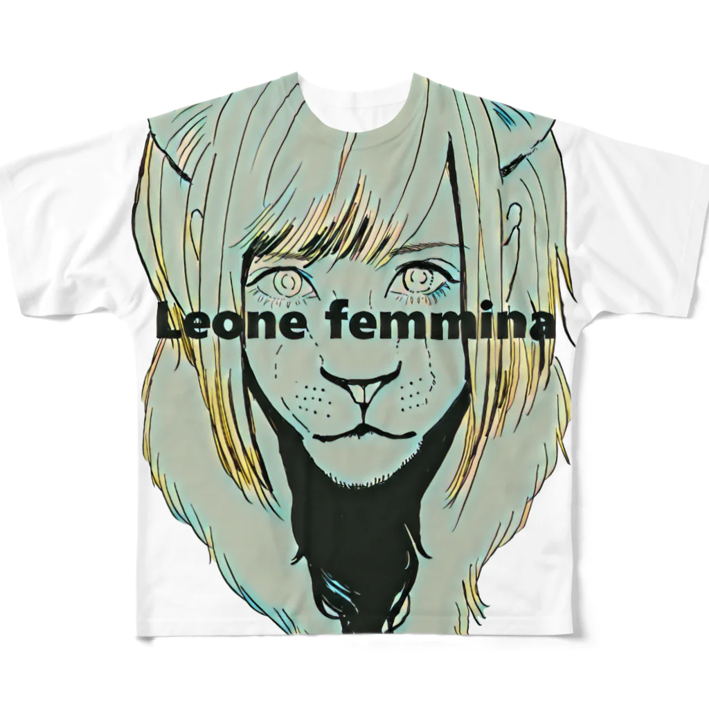 【みるかグッズ②】（SUZURI店）の【Leone femmina】 All-Over Print T-Shirt