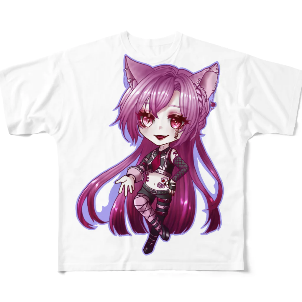 猫魔くろはの強欲ばぶず_遥渚ゆめ フルグラフィックTシャツ