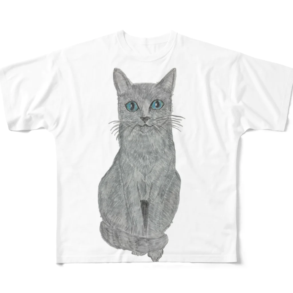 Coshi-Mild-Wildのロシアンブルーだにゃん😻 フルグラフィックTシャツ