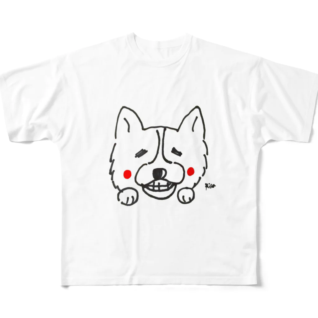 ふあもこっぺのはにかむこーぎー フルグラフィックTシャツ