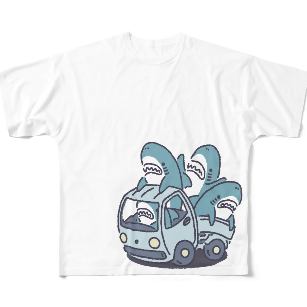 サメ わりとおもいのサメがたくさんトラックに All-Over Print T-Shirt