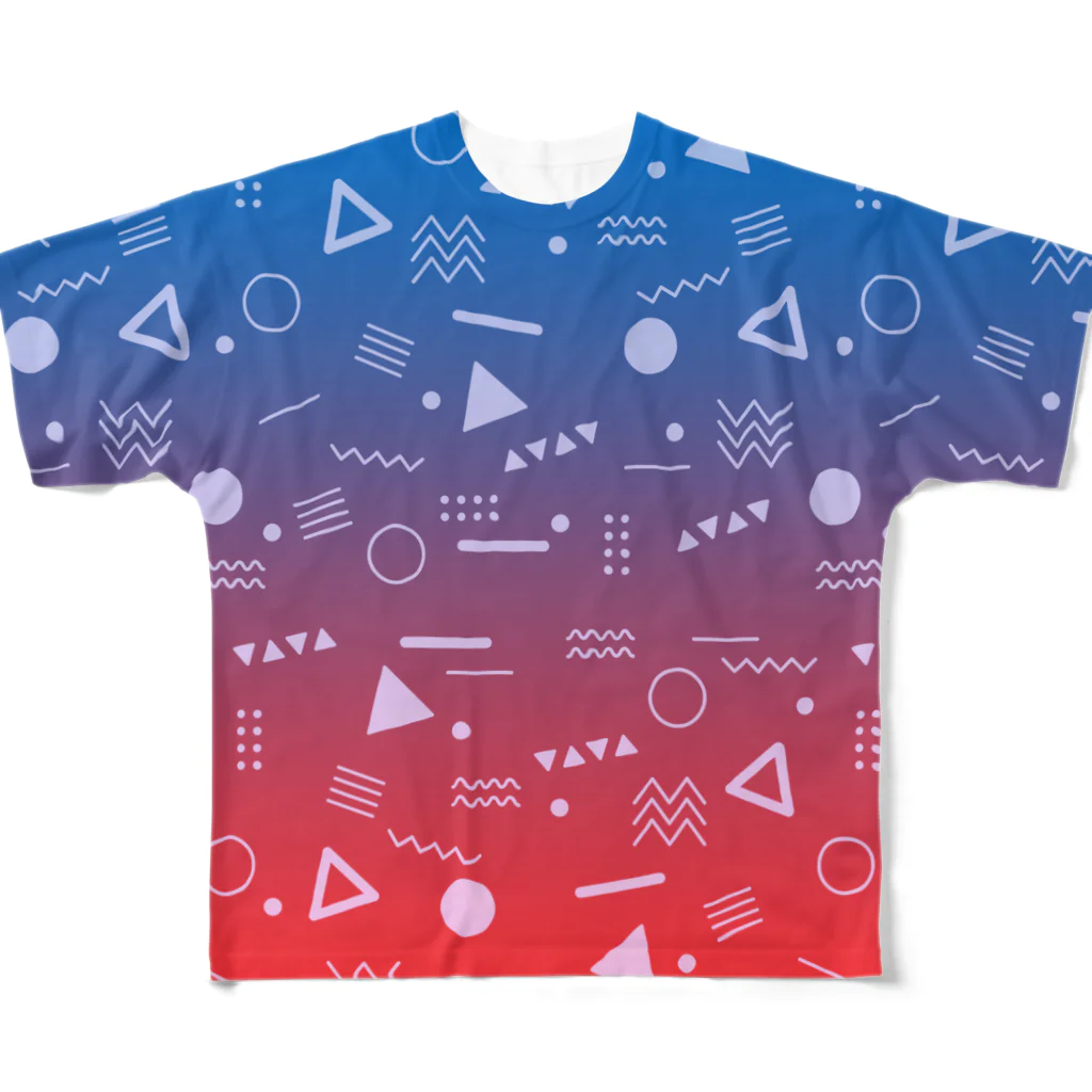 SANKAKU DESIGN STOREの懐かしくて、新しい。 青赤/S All-Over Print T-Shirt