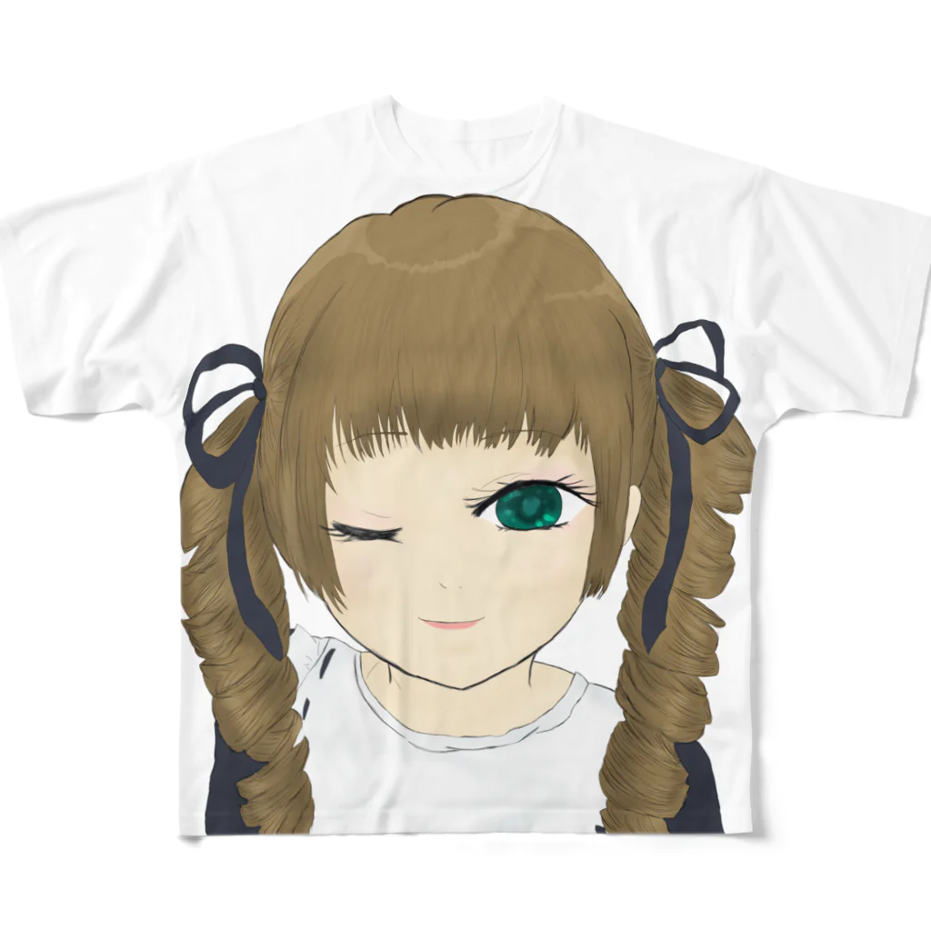 りりのお絵描き屋さんのついんどりるの彼女。 フルグラフィックTシャツ