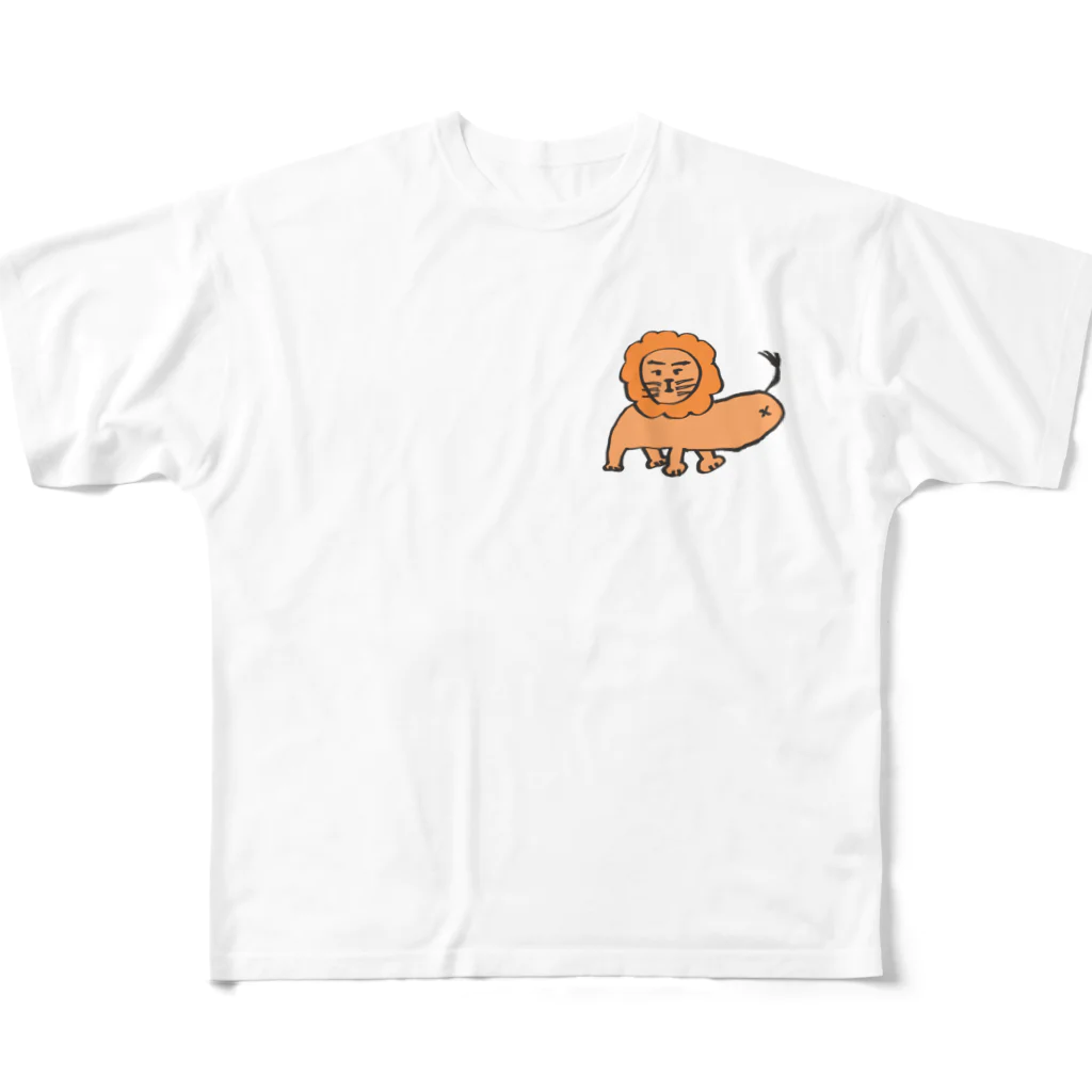 ブサカワ商店のブサカワライオン フルグラフィックTシャツ
