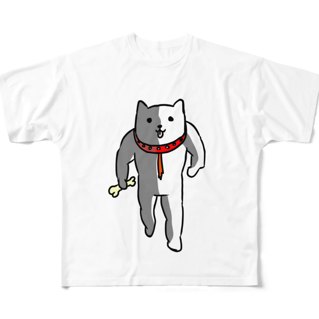 奇×屋の迫り来る犬 フルグラフィックTシャツ