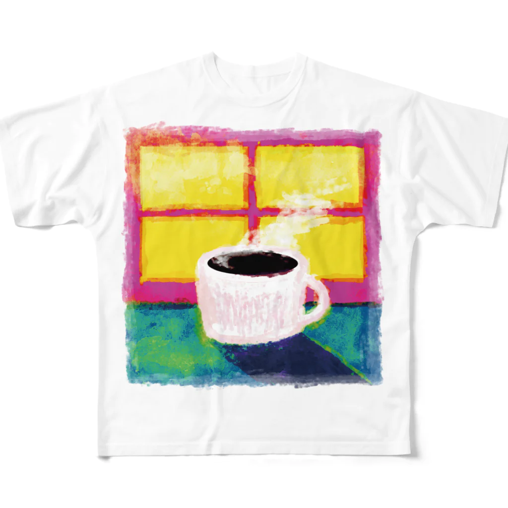 ことり屋の朝のコーヒー フルグラフィックTシャツ