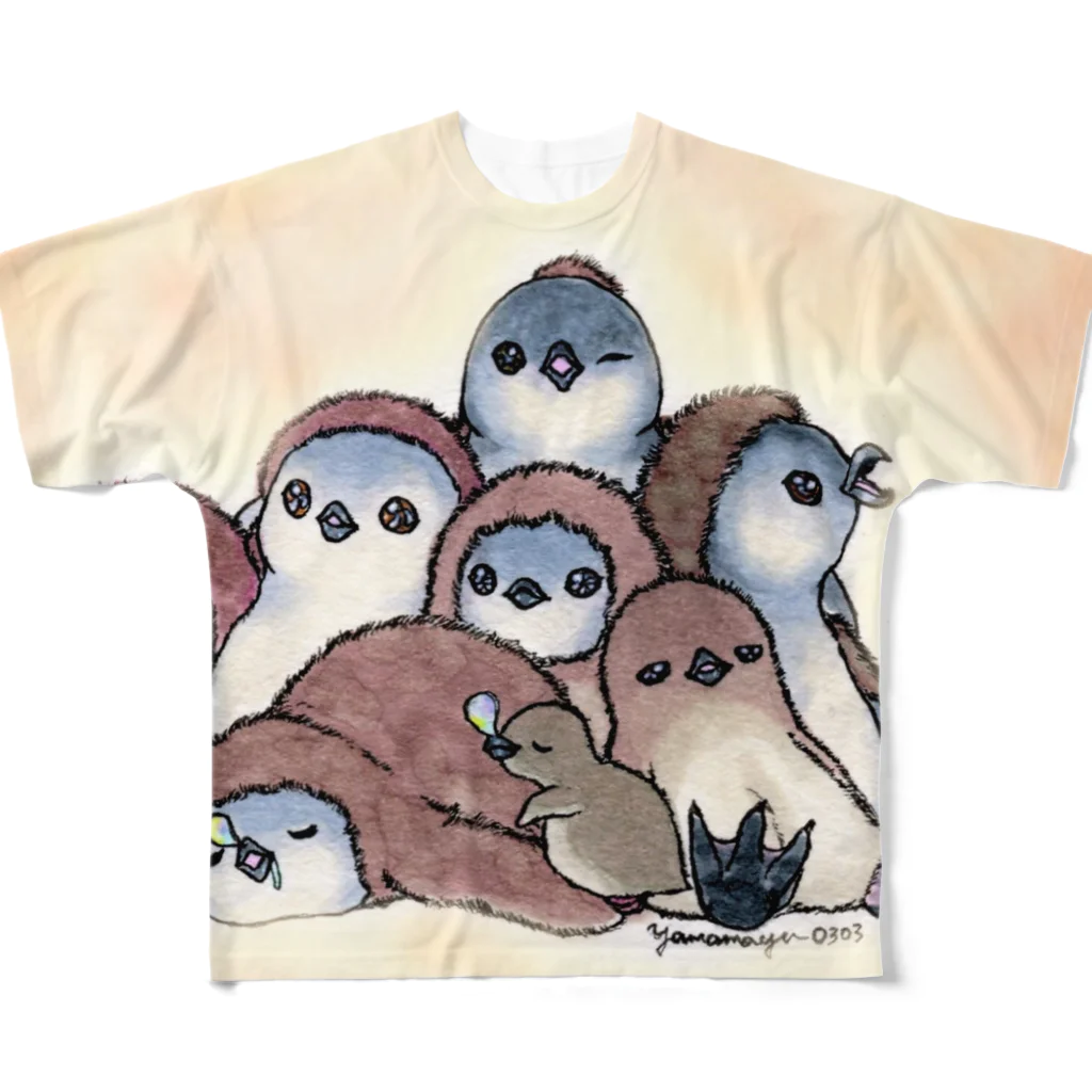 ヤママユ(ヤママユ・ペンギイナ)のもふもフンボ(ヒナ) All-Over Print T-Shirt