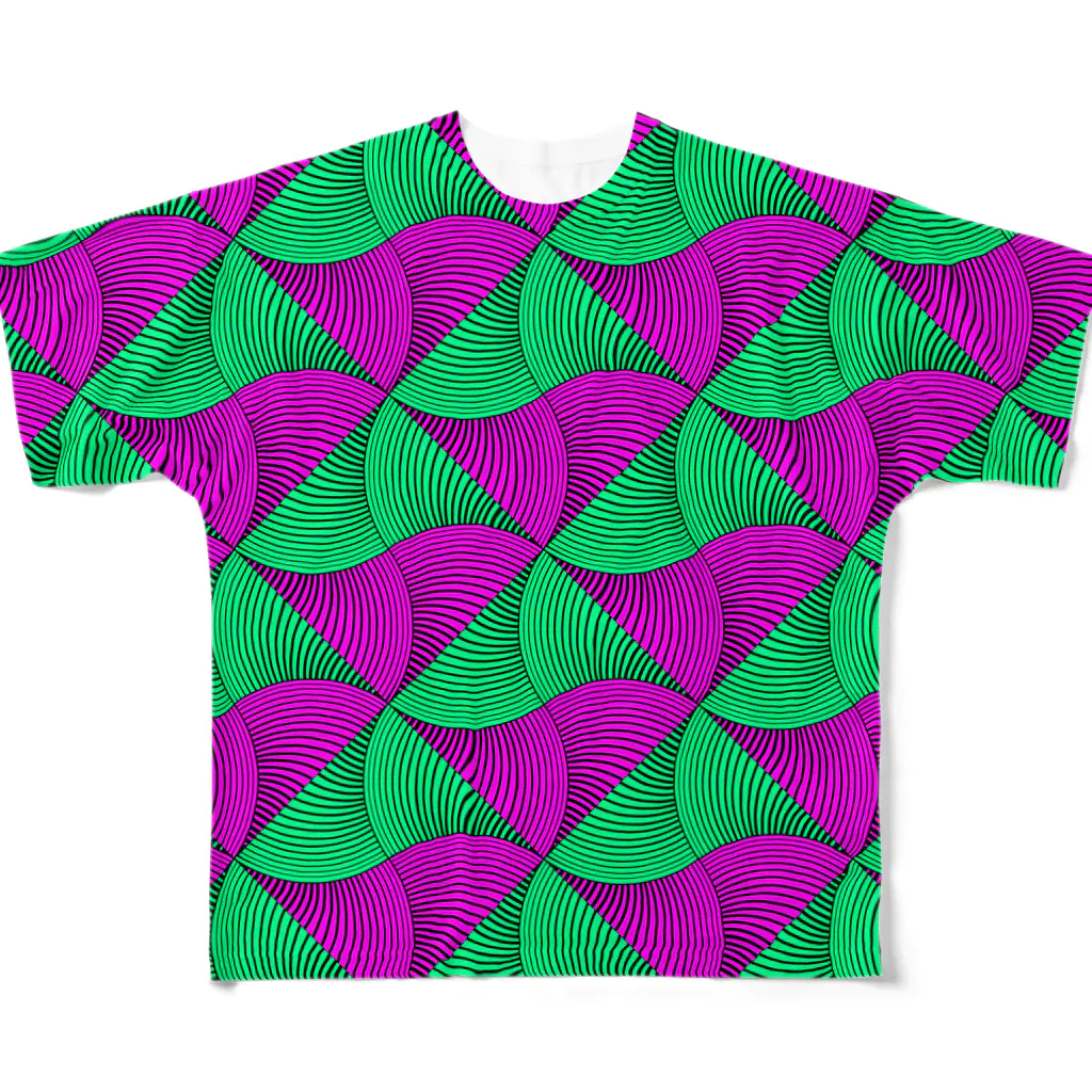 SANKAKU DESIGN STOREの2 COLOR VINTAGE WAVE。 G/P All-Over Print T-Shirt