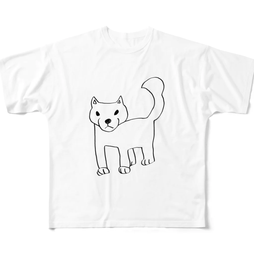 巷で噂の画伯のショップの画伯イヌイラスト フルグラフィックTシャツ