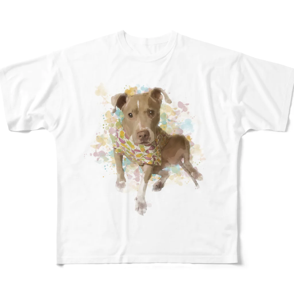 ダサいTシャツ屋さんのダサい t シャツ「犬」〜水彩画風〜 フルグラフィックTシャツ