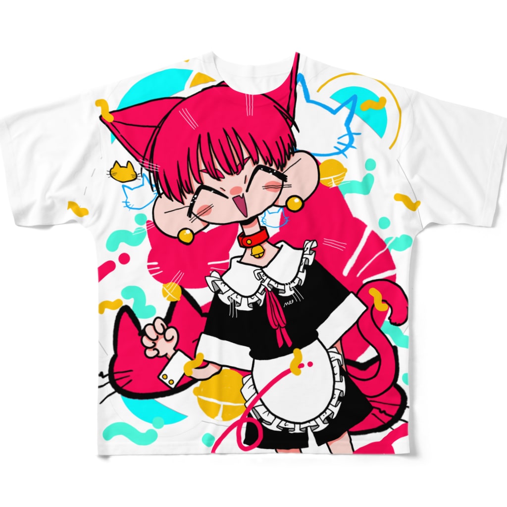 めおShopの猫メイドボーイ All-Over Print T-Shirt