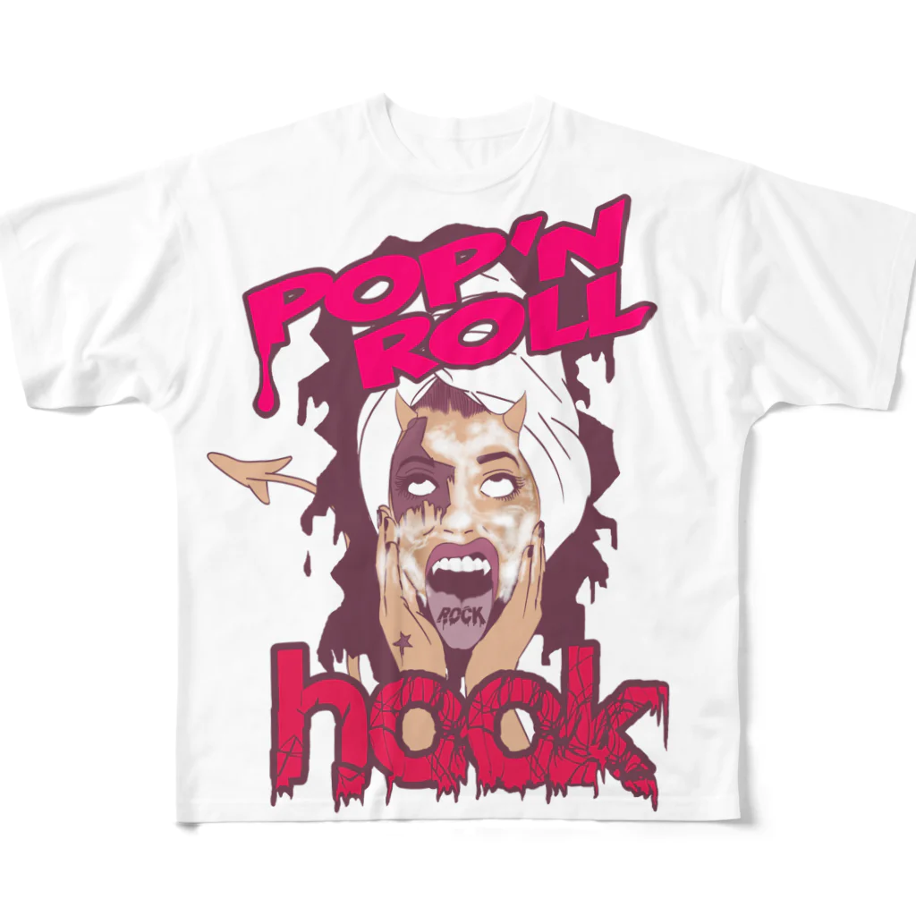 POP'N ROLLのROCK GIRL フルグラフィックTシャツ