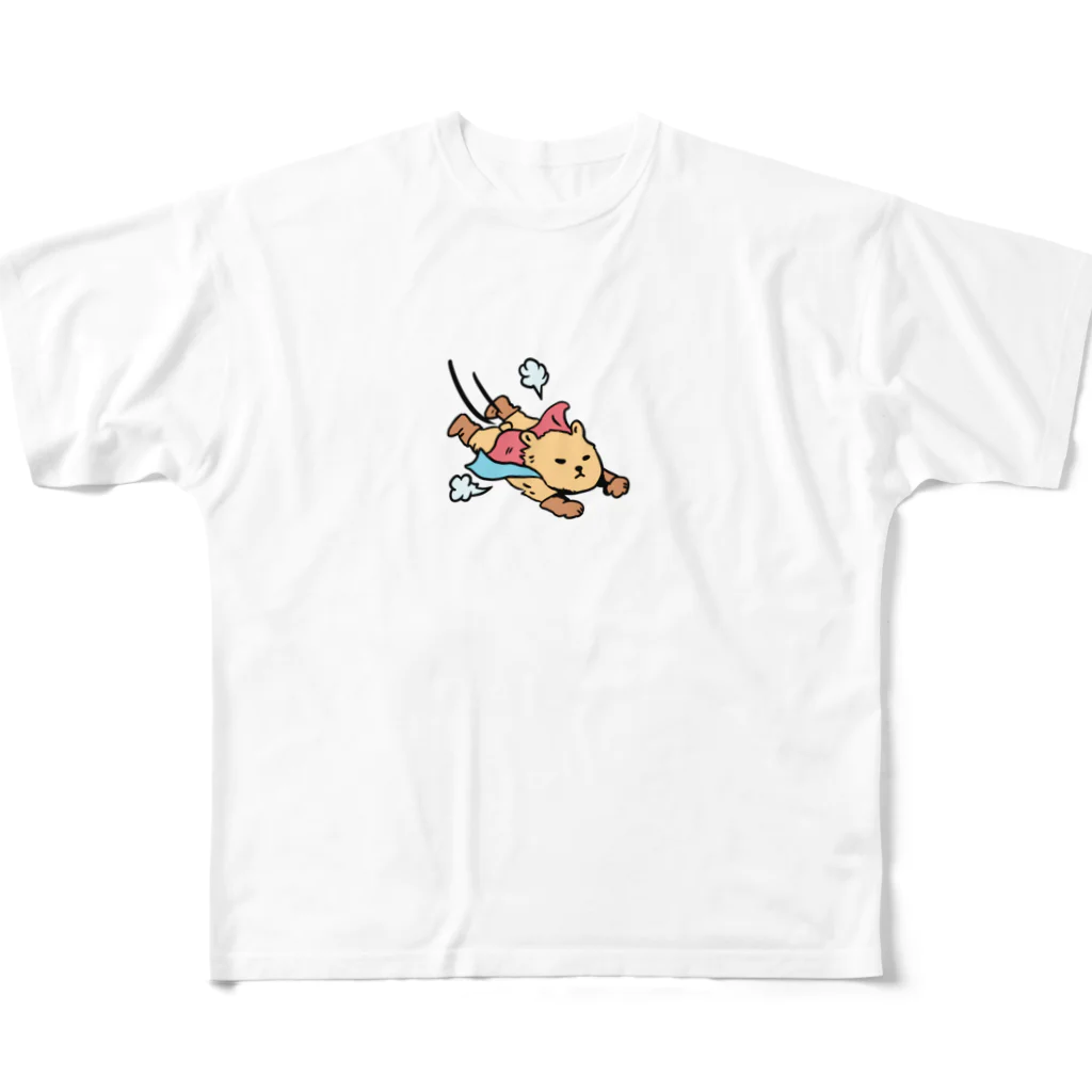 クマ小屋のヒーローくま フルグラフィックTシャツ