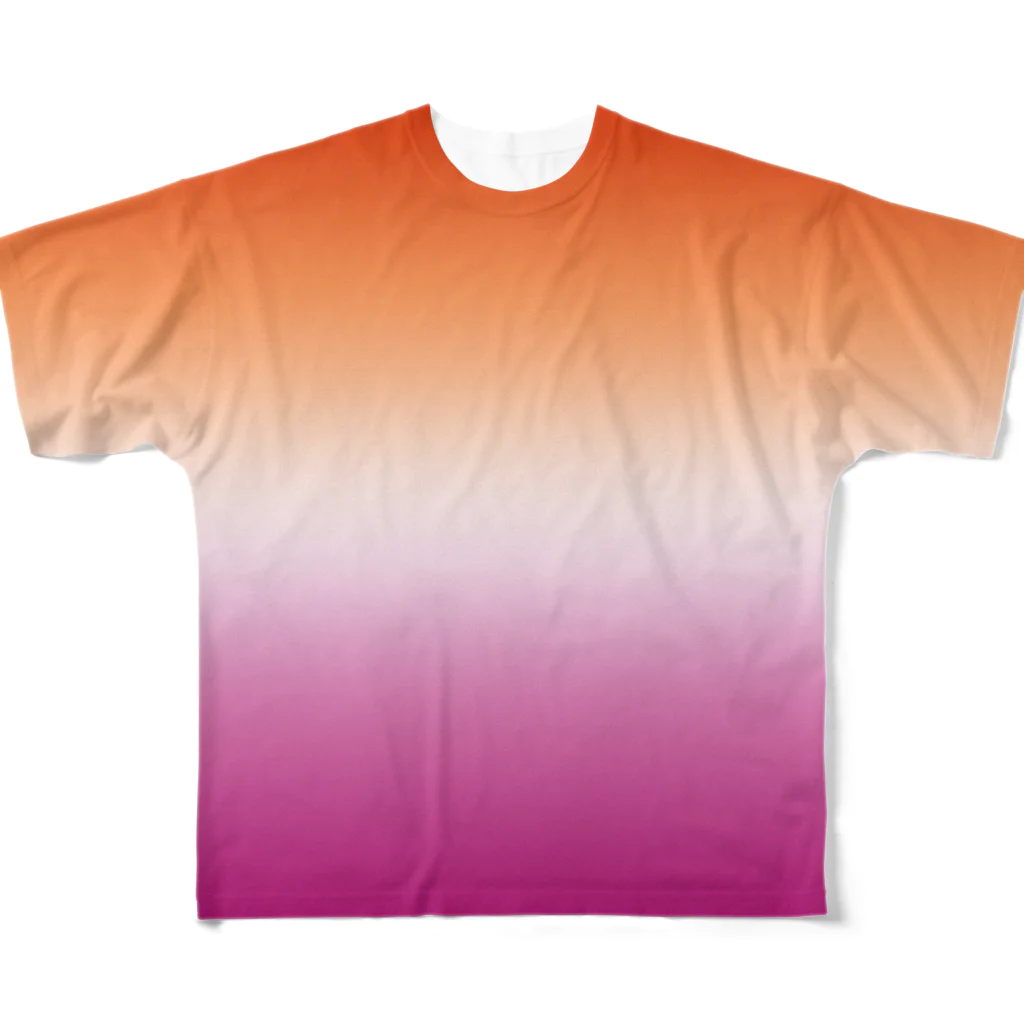 ぽぬぞぬのグラデーション　プライドフラッグ　レズビアン フルグラフィックTシャツ