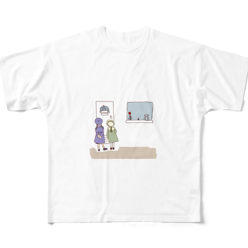 amenoasa(雨の朝)のカフェの閉店 フルグラフィックTシャツ