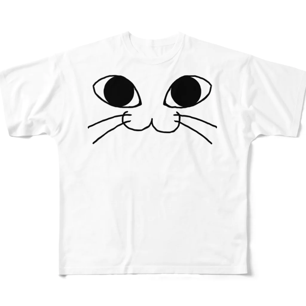 M6Rukaのにゃんこふぇいす /猫 フルグラフィックTシャツ