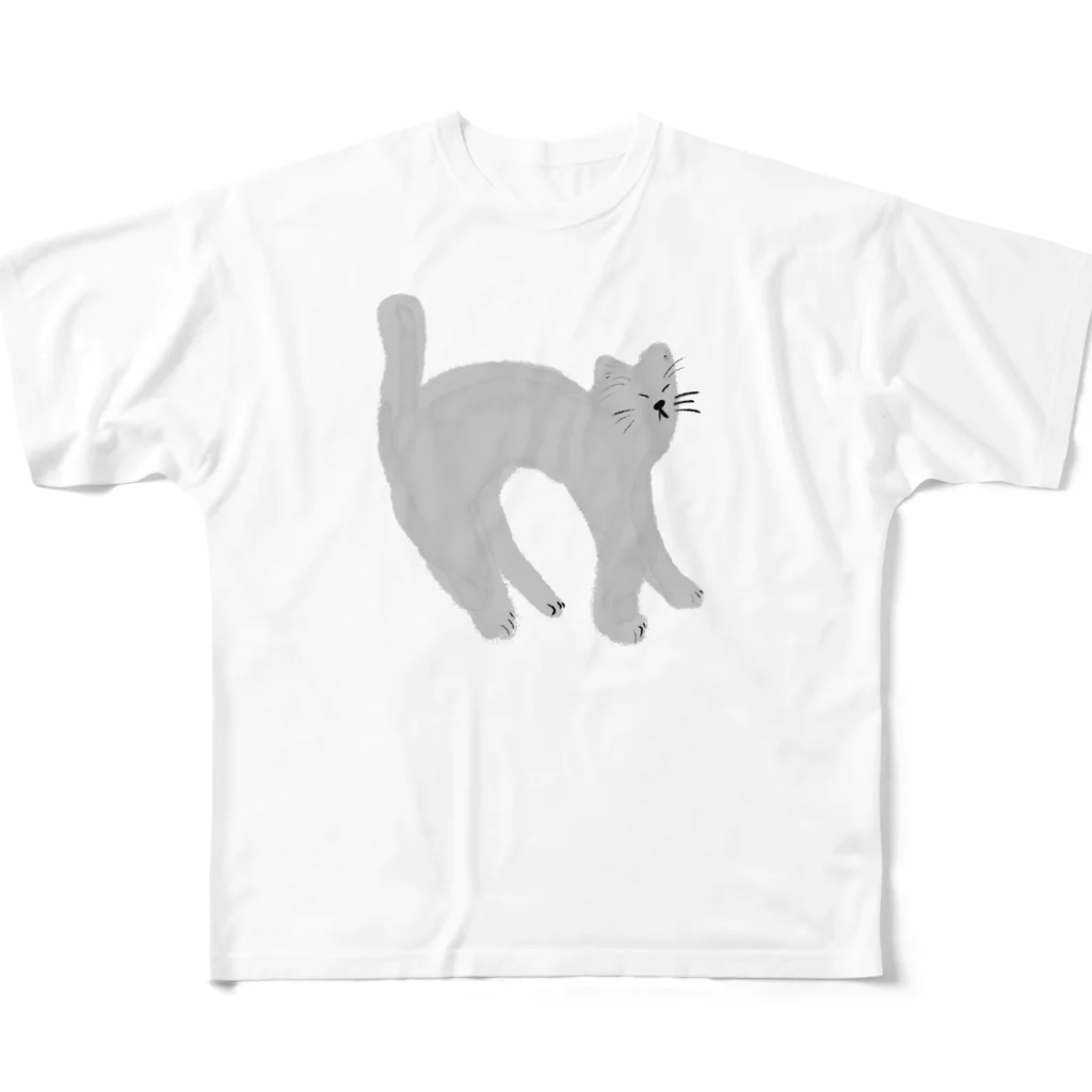 mikitoartの灰色猫 フルグラフィックTシャツ