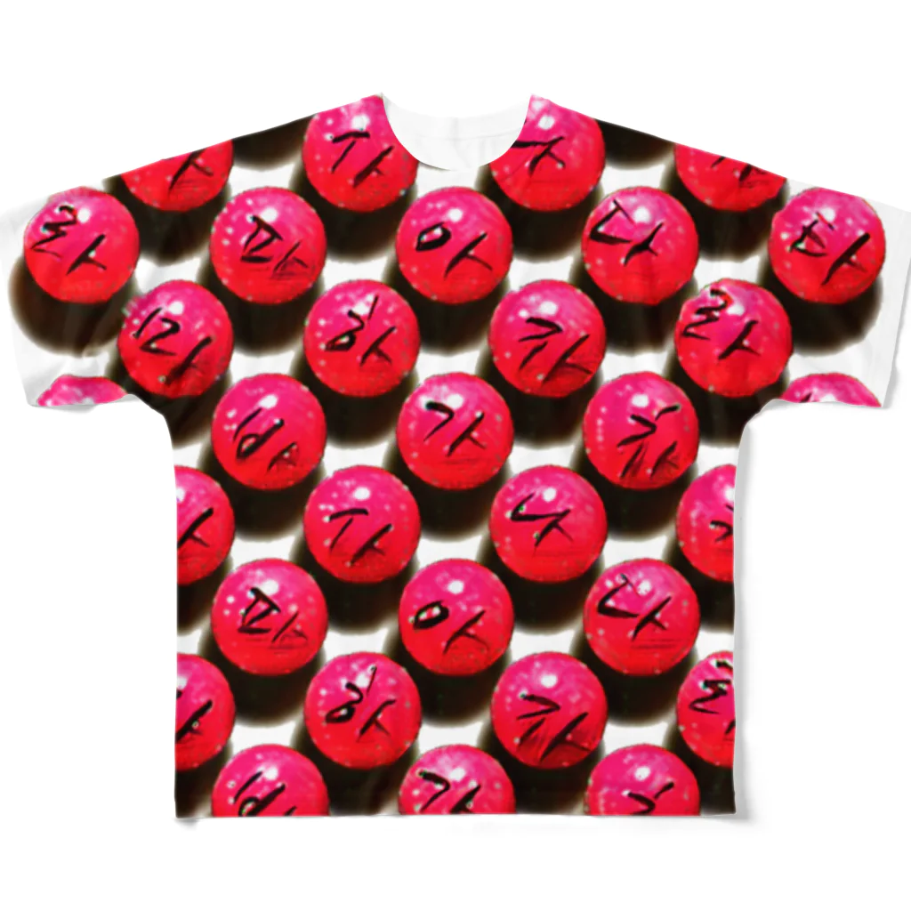 LalaHangeulの珊瑚っぽい玉に書いたハングル フルグラフィックTシャツ