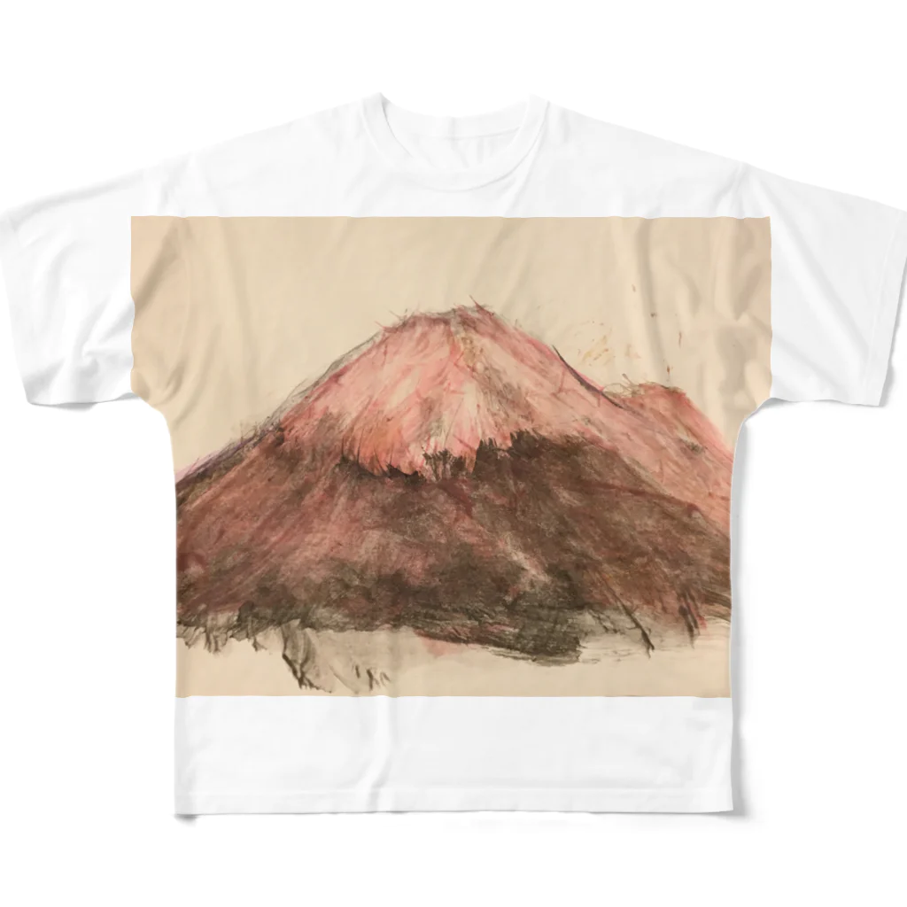 ナスの花のレッド富士山 All-Over Print T-Shirt