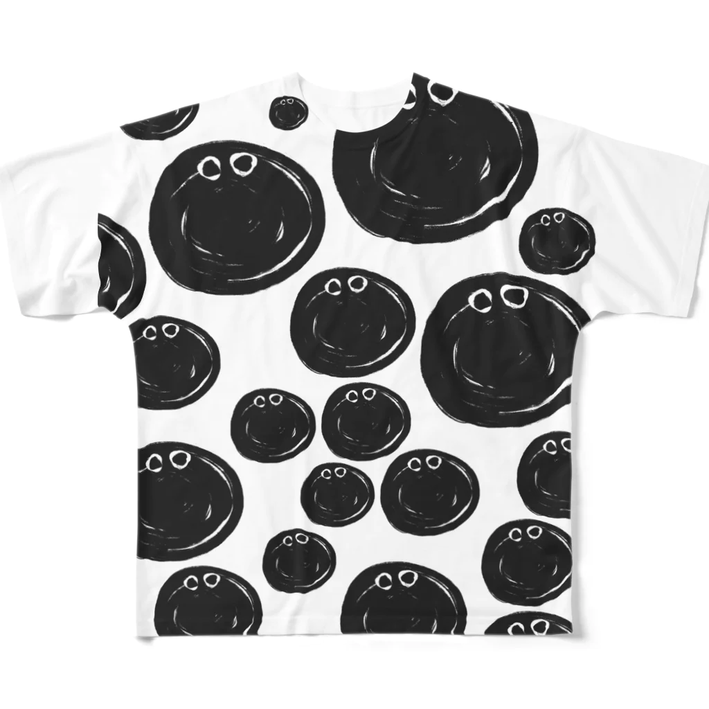 一点デザインの028:Black balls フルグラフィックTシャツ