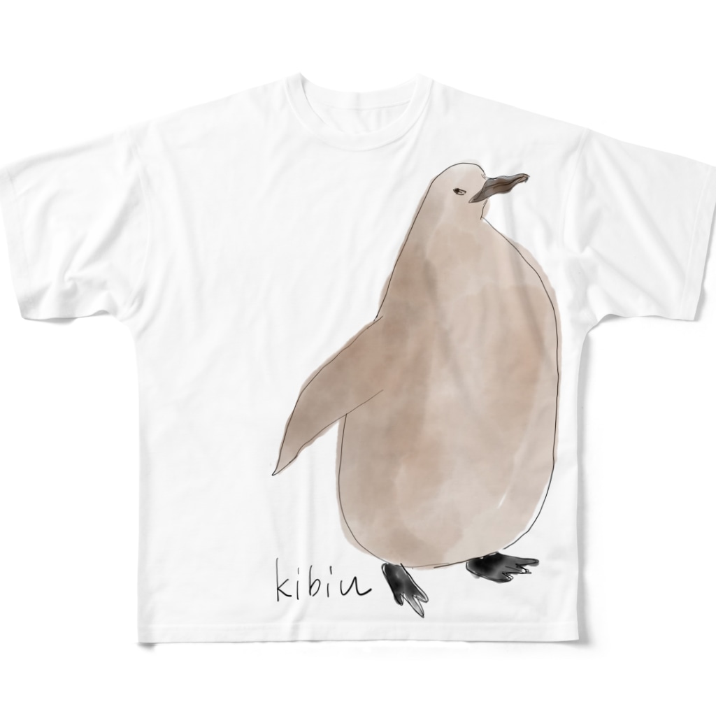 消しゴムはんこ工房kibiuのキングペンギンの子 All-Over Print T-Shirt
