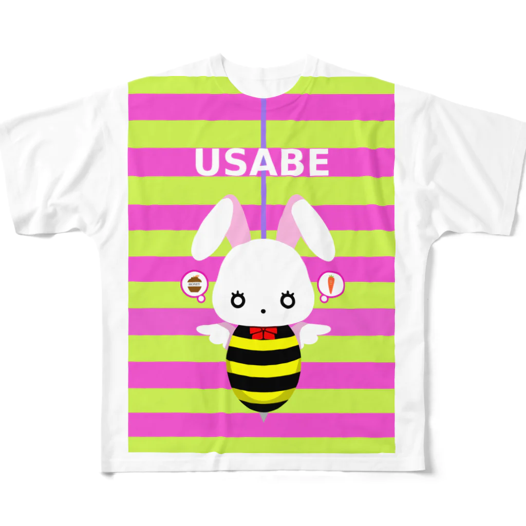 カワノマサトシ(Masatoshi Kawano)の【USABE ウサビ】  All-Over Print T-Shirt