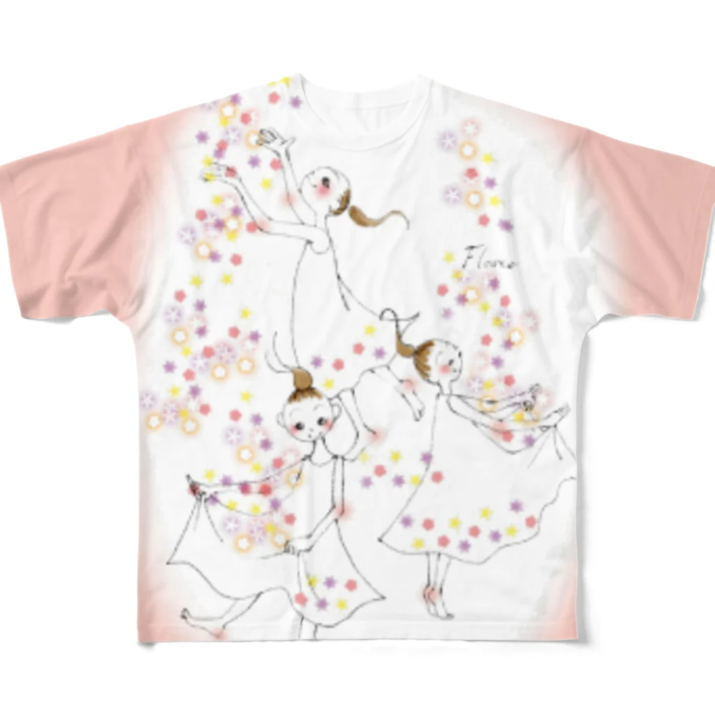 kayoの春の踊り フルグラフィックTシャツ