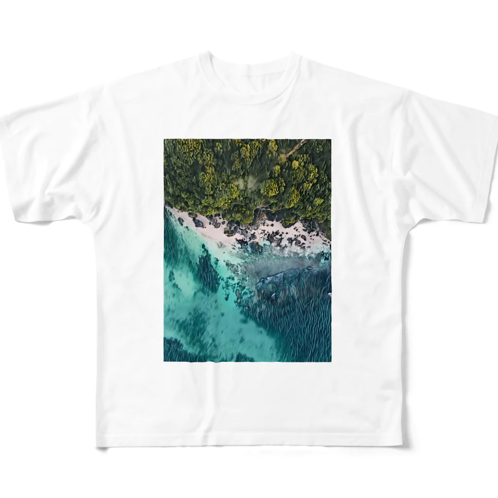 Designabeのショップのアート砂浜 フルグラフィックTシャツ