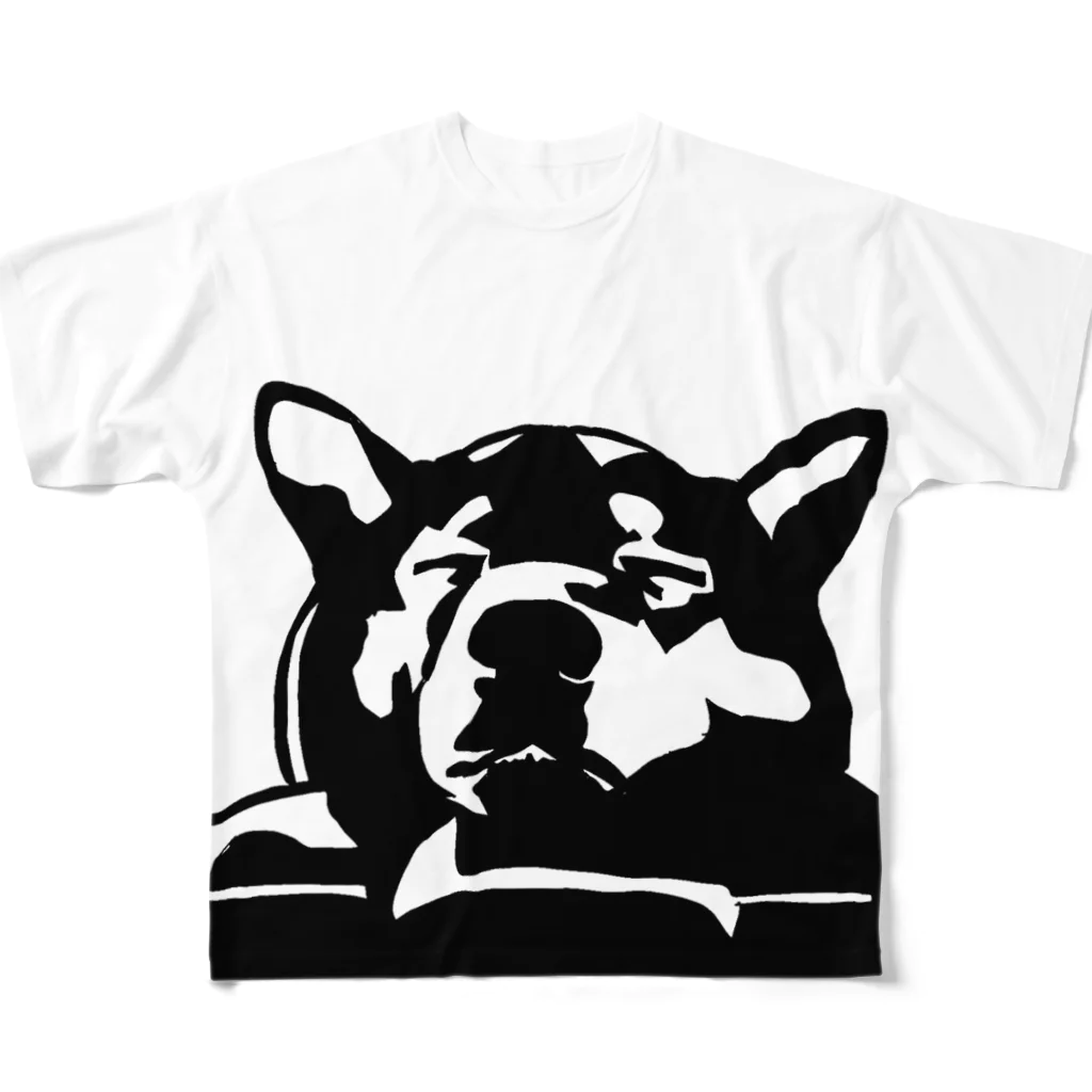 高橋わたがしの切り絵・犬 フルグラフィックTシャツ