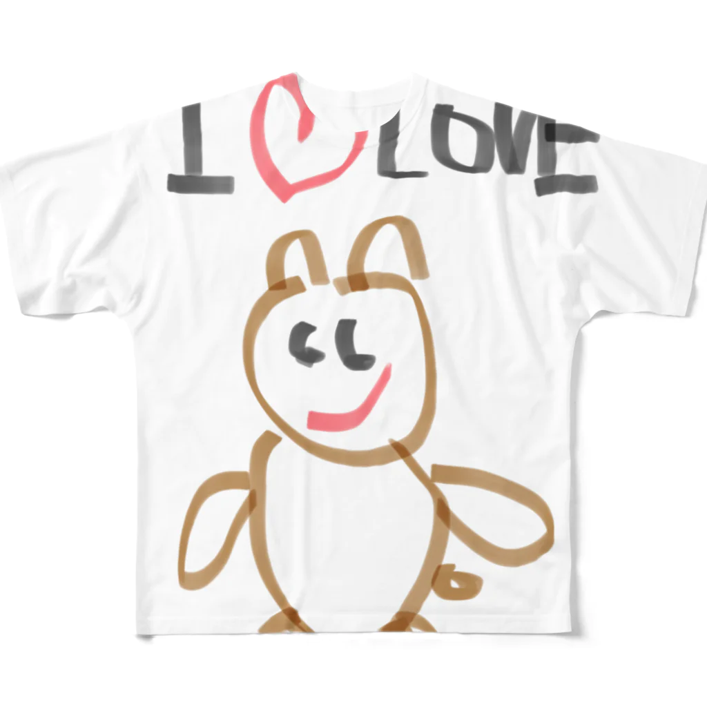 FUKUI11carpbotのアイラブ森野クマさん フルグラフィックTシャツ