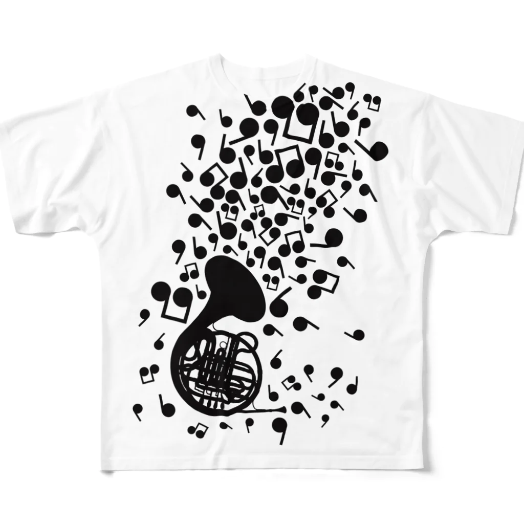 AURA_HYSTERICAのHorn_Music All-Over Print T-Shirt