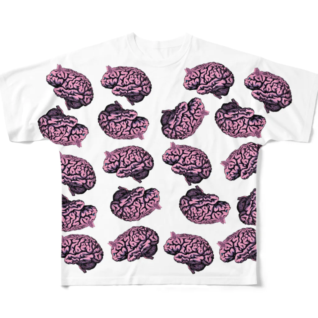 Washiemon and Ai-chan's ShopのBrains (Pink) All-Over Print T-Shirt