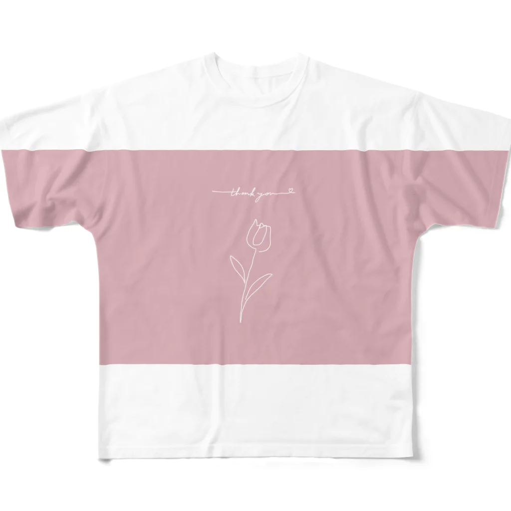 ないものねだりのthank you(pink×white) All-Over Print T-Shirt