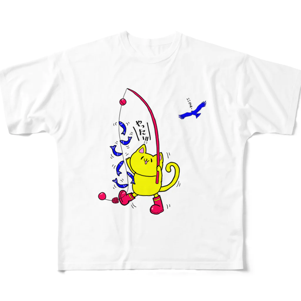 mokokokoの子鮎爆釣り猫さん All-Over Print T-Shirt