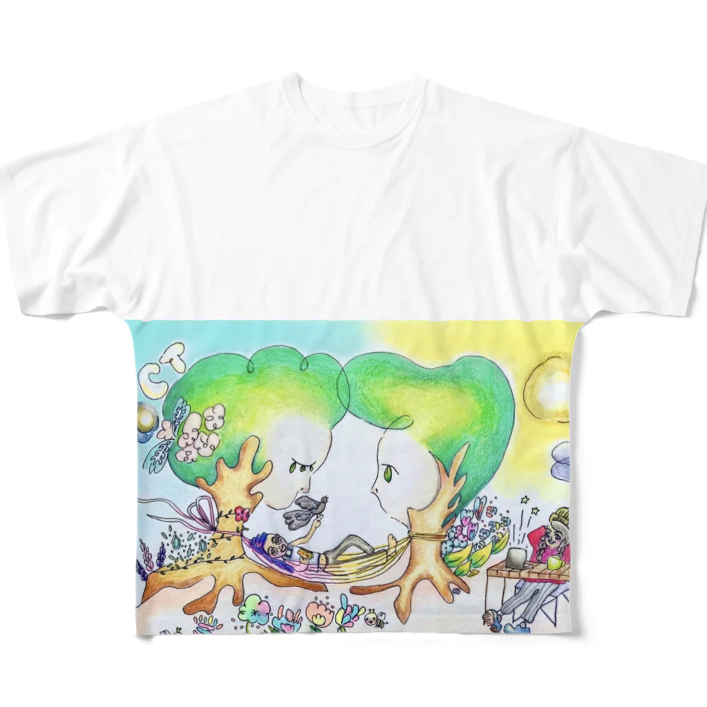 Yayoiのご地層の上のふたり フルグラフィックTシャツ