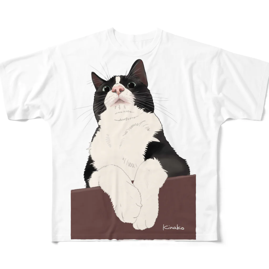 kinako-japanのハチワレにゃんこ　テトラちゃん All-Over Print T-Shirt