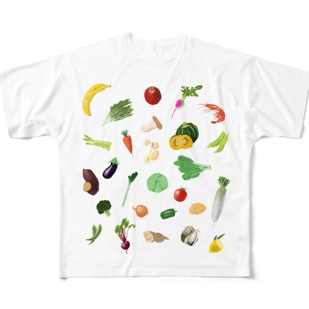 mikitoartのfoods フルグラフィックTシャツ