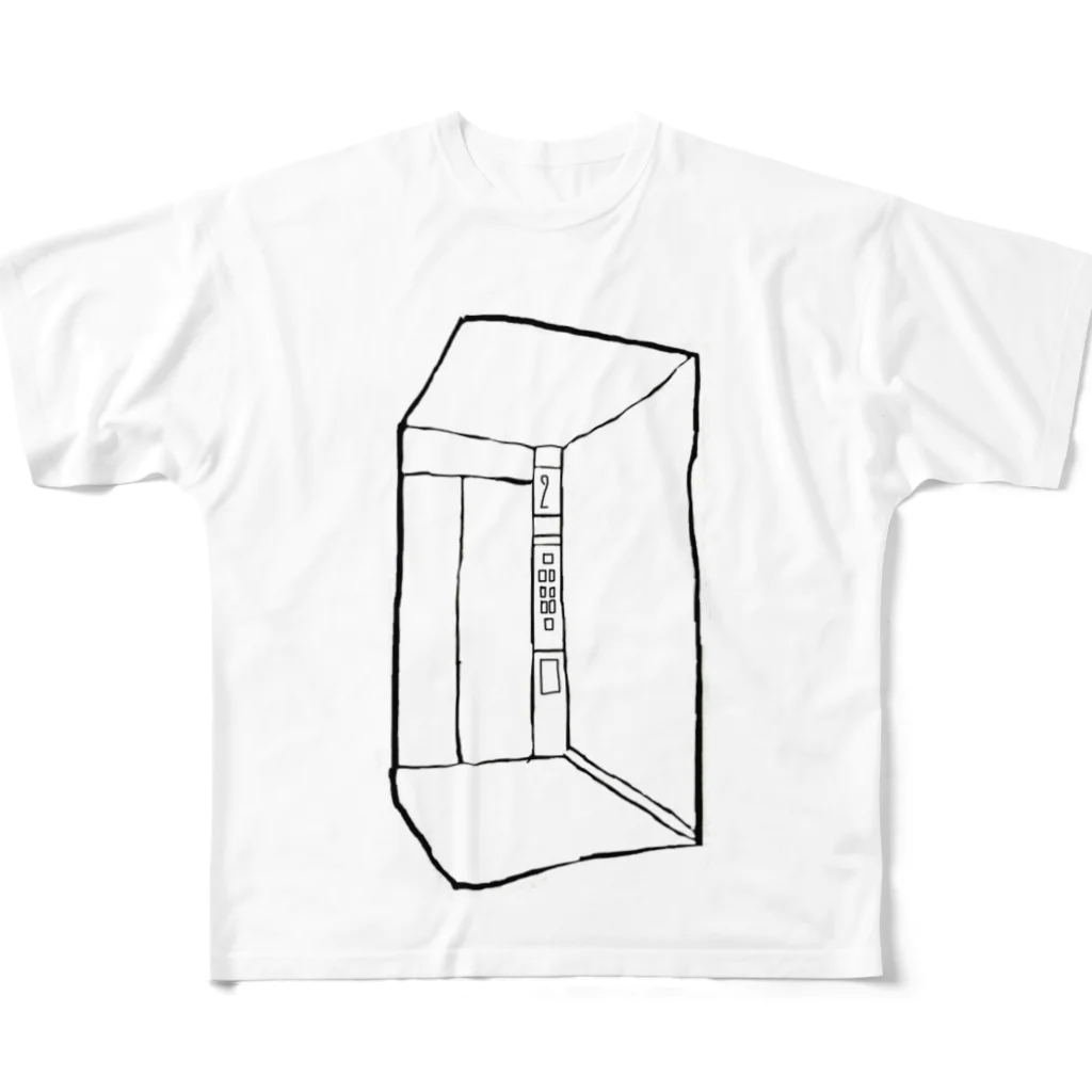 wagako  EV Shopの空っぽエレベーター フルグラフィックTシャツ